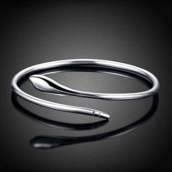 Silver 925 Snake Serpent Cuff Bangle Bracelet - Picture 3 of 4